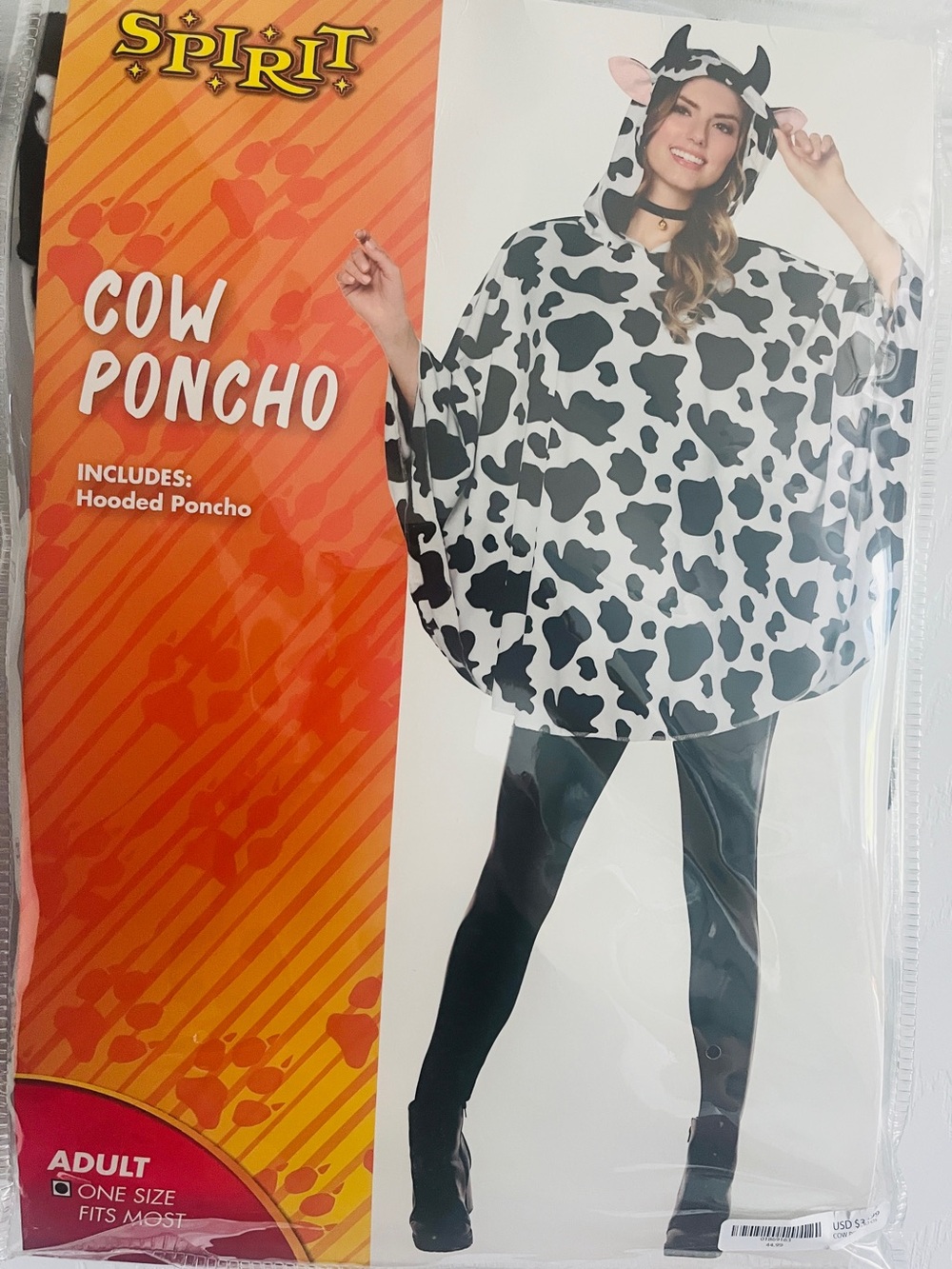 Spirit Black and White Cow Hooded Poncho